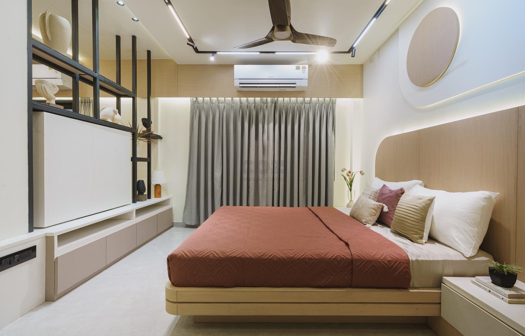 Chaurasia's Residence — A bedroom in soft clay